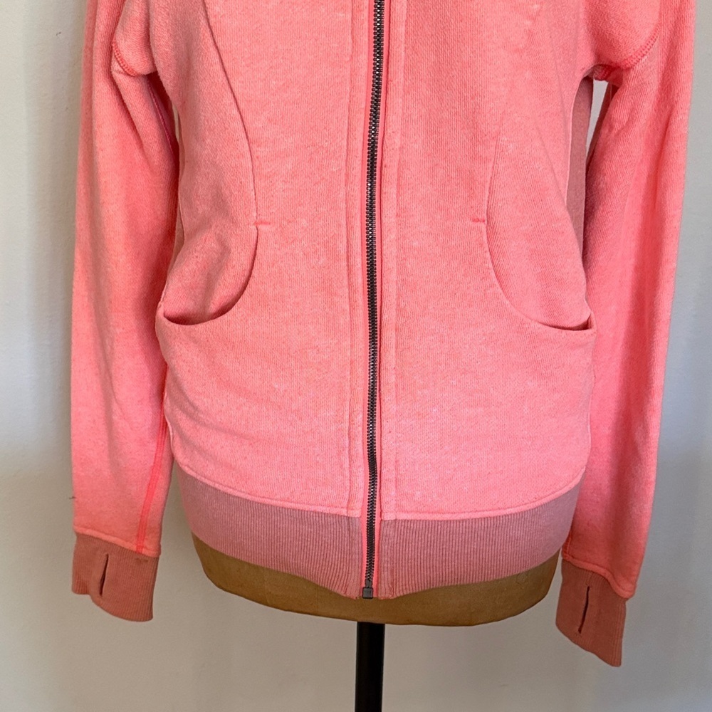 Lululemon sz 4 hot salmon pink Scuba Pink Zip-Up Hoodie great pre owned cond - Picture 4 of 8